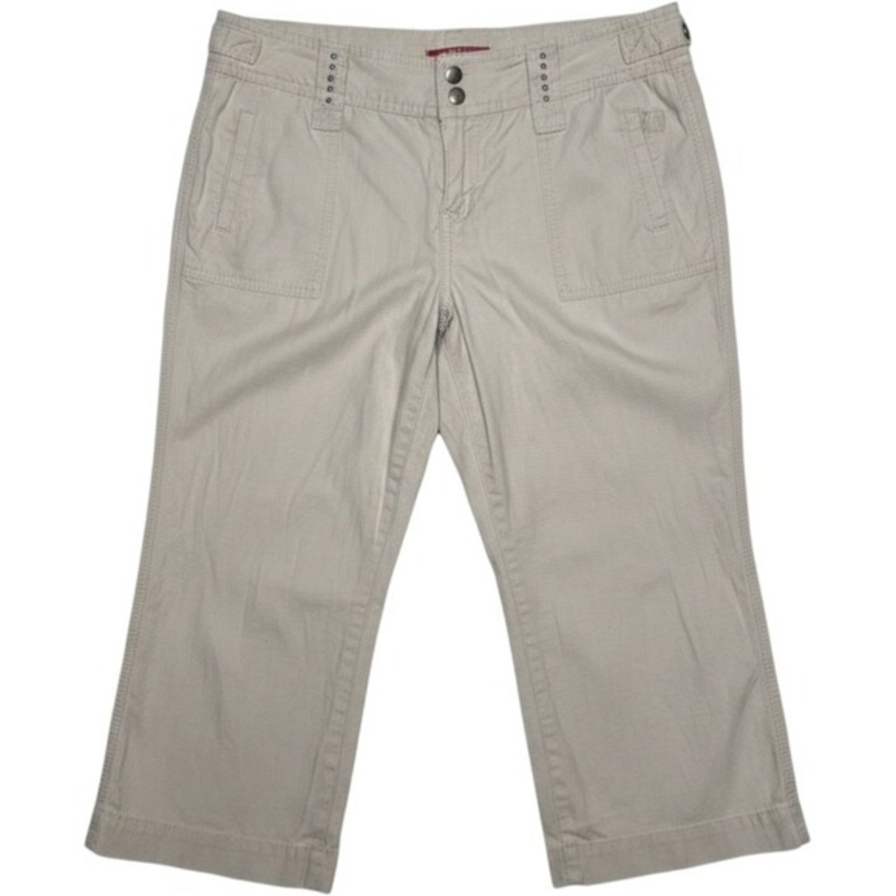 Beige Cargo Capri Pants Womens 9 Studded Y2K